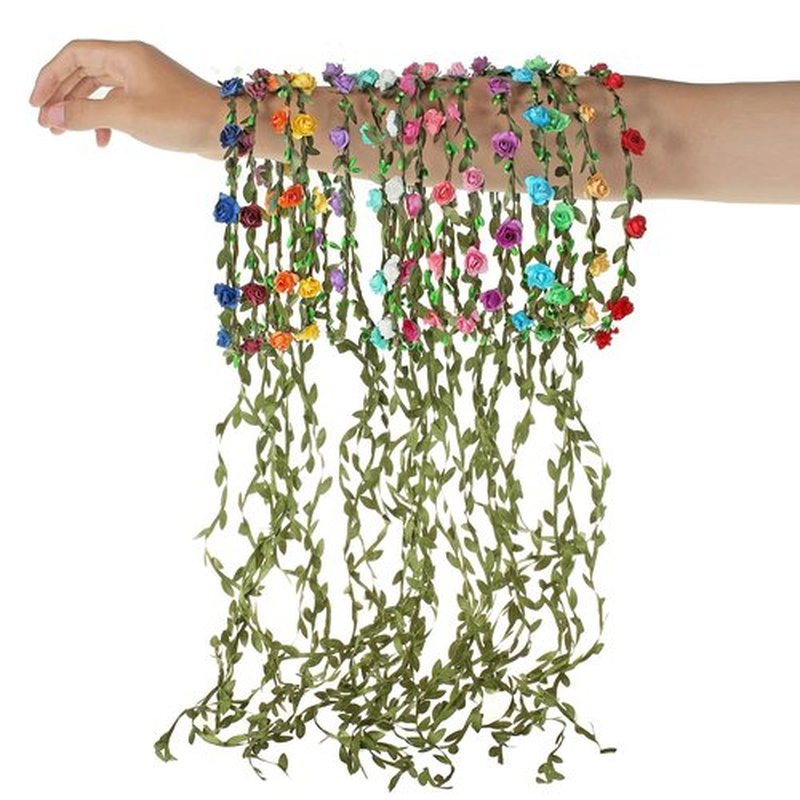 MIREZOYS 16 Pieces Flower Crown Headband Garland Floral Headbands Wreath Headpiece for Wedding Festival Vacation Fairy Party