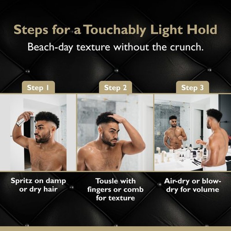 DandyMen Sea Salt Spray for Men – Lightweight Texture, Volume, and Flexible Hold Hair Texture Spray with Epsom Salt & Pro-Vitamin B5 (8.45 oz, Tobacco Vanilla)
