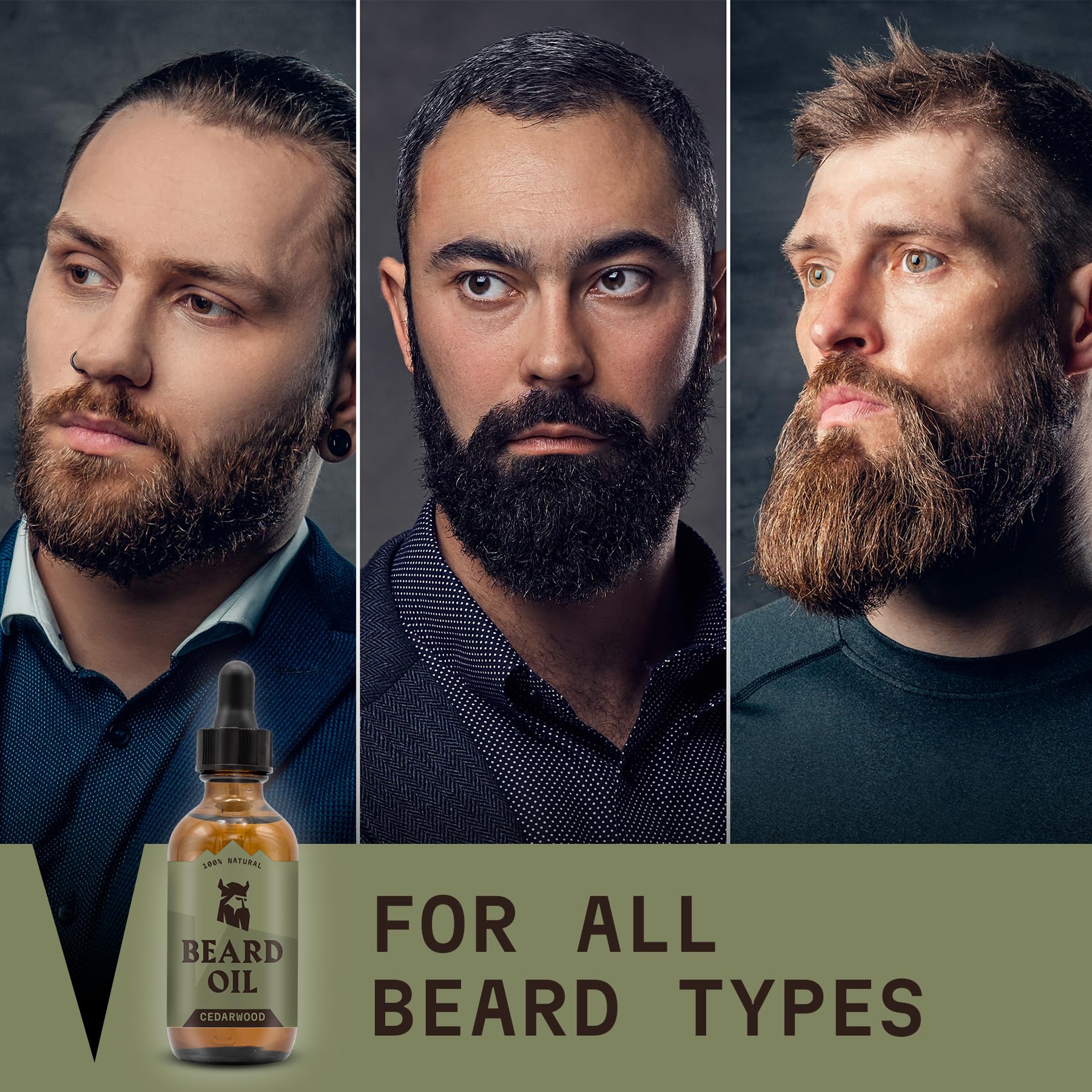 Striking Viking Beard Oil for Men - 2 Fl Oz, Pack of 1, Cedarwood Scent - Softening Beard Growth Oil - Itch-Free Facial Hair Taming Serum with Tea Tree - Deep Hydration with Argan & Jojoba