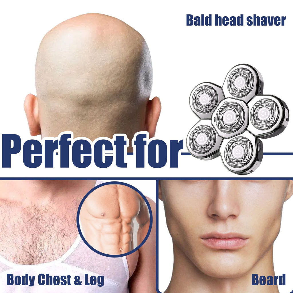 Universal Replacement Heads for Blade,Replacement Blades Compatible with Most Major Head Shaver Brands, Easy-to-Install Electric Razor Shaver Heads for Bald Men. (6 Silver)