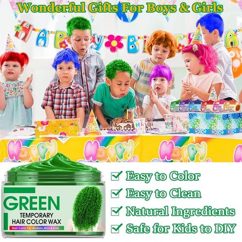 Skiennix Temporary Hair Color Wax - Vibrant DIY Hair Dye in 6 Colors for All Ages | Instant & Natural