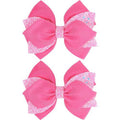NCMAMA 4 Inch Sparkly Glitter Pink Hair Bow Clips for Girls Boutique Sequin Alligator Barrettes Pins for Teens Toddler Children Kids Grosgrain Hair Accessories for Christmas Halloween Fall Birthday