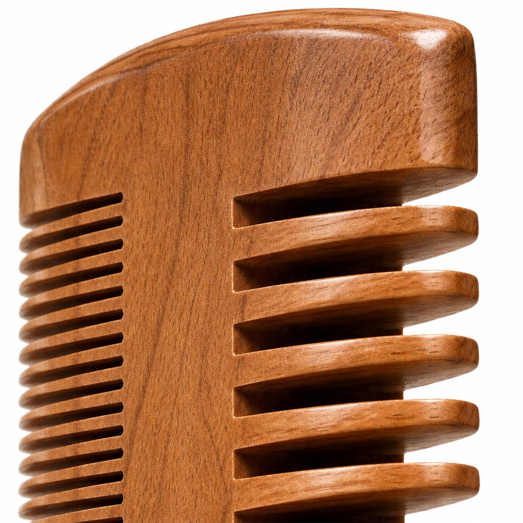 Wooden Beard Comb for Men & Case, Great Mustache Comb for Men, Dual Action Beard & Mustache Comb With Fine & Coarse Teeth, Mens Pocket Wood Comb, Peine Para Barba de Hombre (Premium Comb + Case)