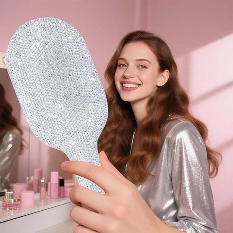 MInovel Luxury Rhinestone Hair Brush for Women - Bling Detangling Comb with Anti-Static, Perfect for Wet or Dry, Straight & Wavy, Curly Hair, Great Gift for Holidays and Special Events