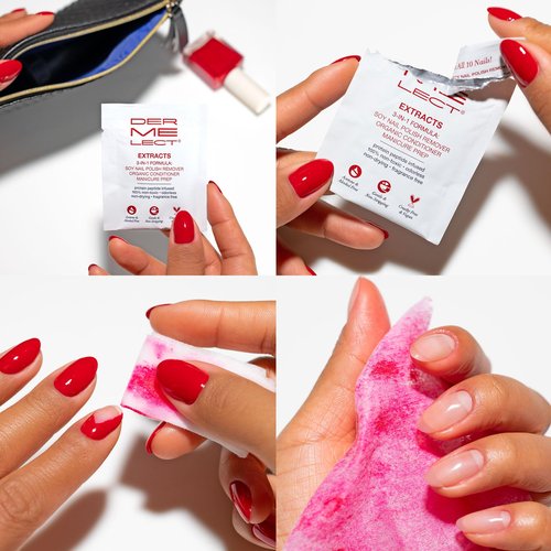 Dermelect Clean & Care Nail Renewal Kit – Nailcare Treatment Set with Ridge Filler, Nail Brightener & Polish Remover Wipes – Strengthens, Brightens & Restores Damaged, Discolored, Weak Nails