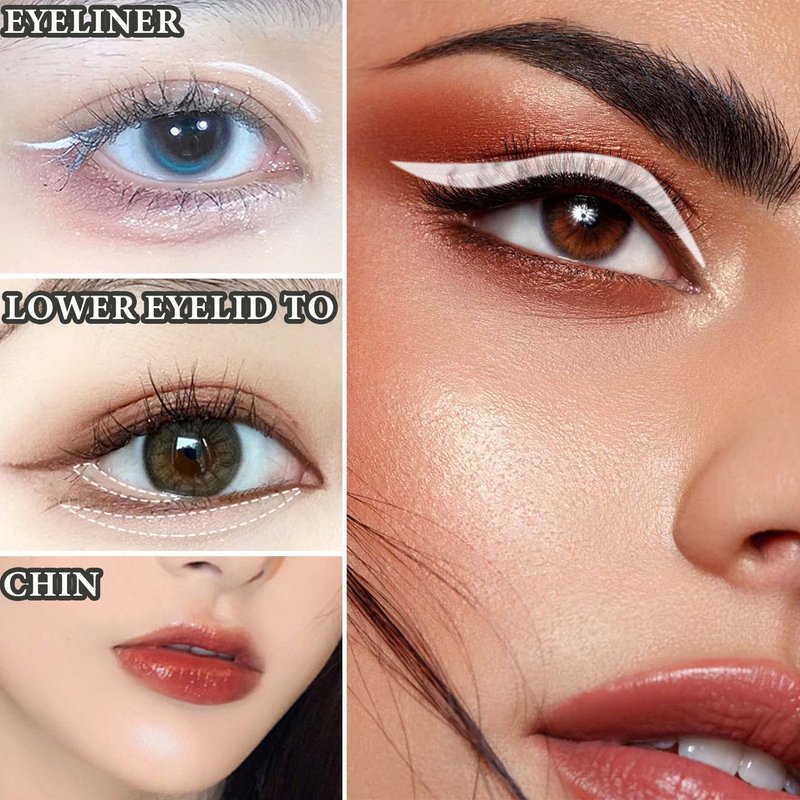 WENJLYJ 12 PCS White Eyeliner Pencils,Professional Long Lasting Waterproof Makeup Pencils,Highly Pigmented Inner Corner Eye Highlighter Eyeliner Pencil White Eye Liner Pen Sets for Women