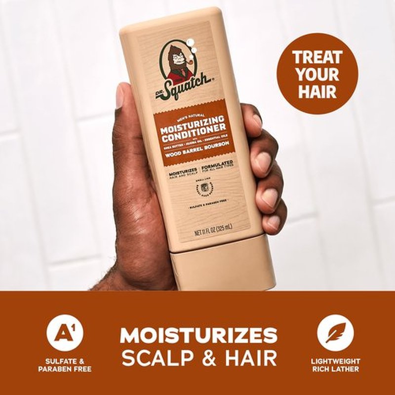 Dr. Squatch Natural Men's Shampoo and Conditioner Set - Healthy, Full Looking Hair - Wood Barrel Bourbon Natural Shampoo and Conditioner for Men (11 fl oz, 2-Pack)