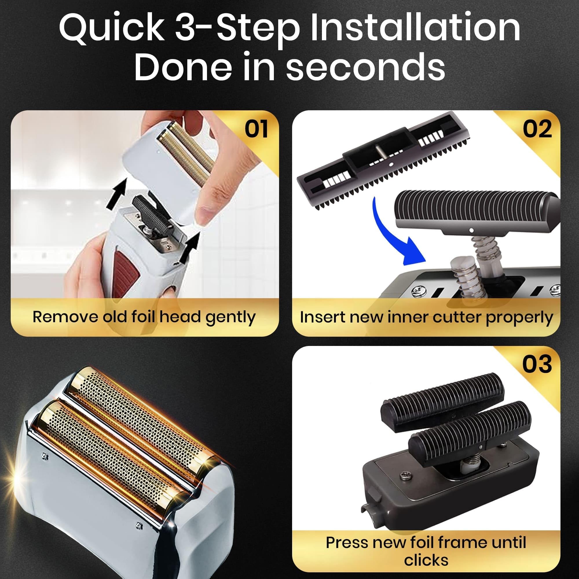 Replacement Foil and Blades Compatible with Andis Foil Shaver TS-1 TS-2