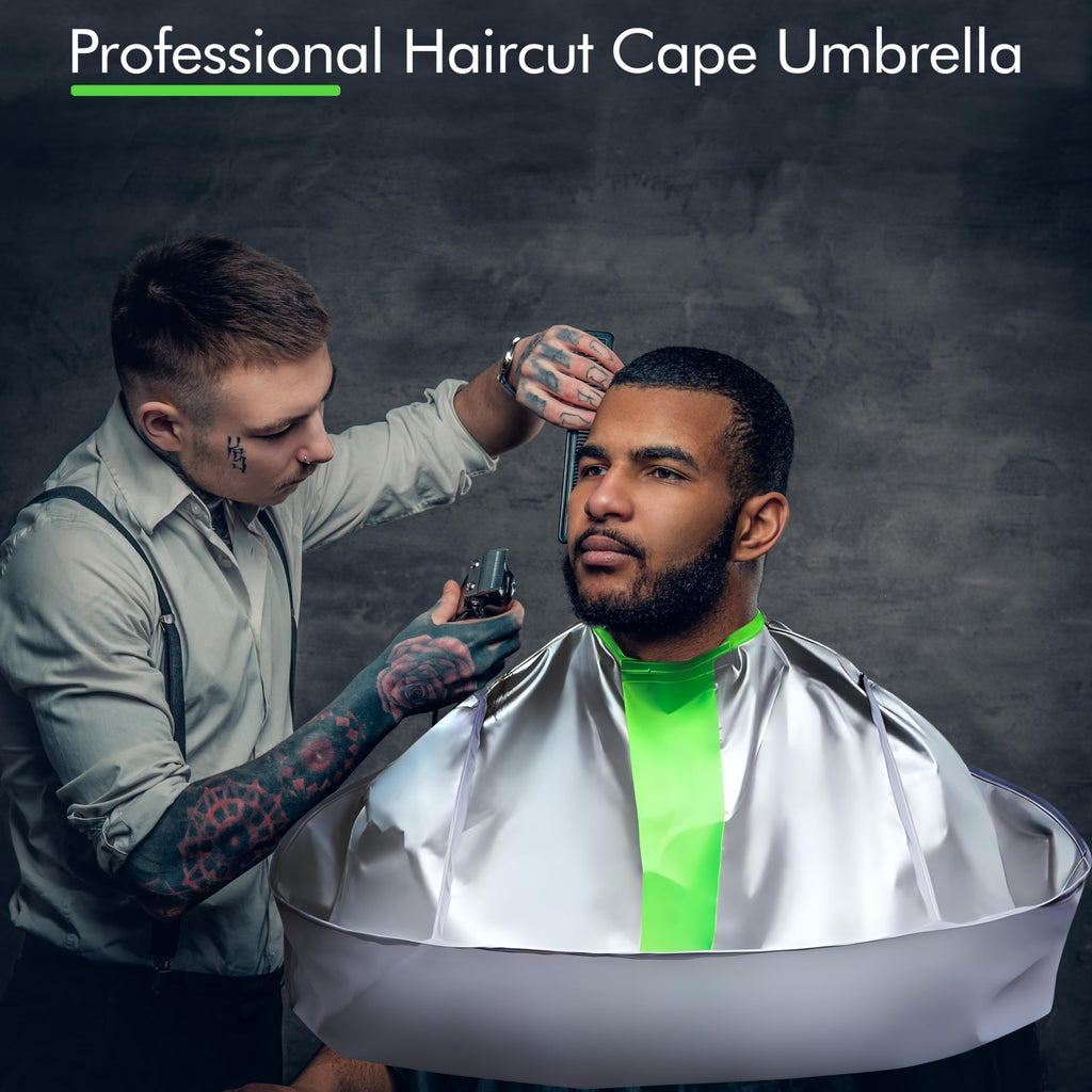 Wsevinn Hair Cutting Capes for Adults, Professional Haircut Cape Umbrella Waterproof Salon Barber Cape Hairdressing Apron, with 1PCS Black Comb