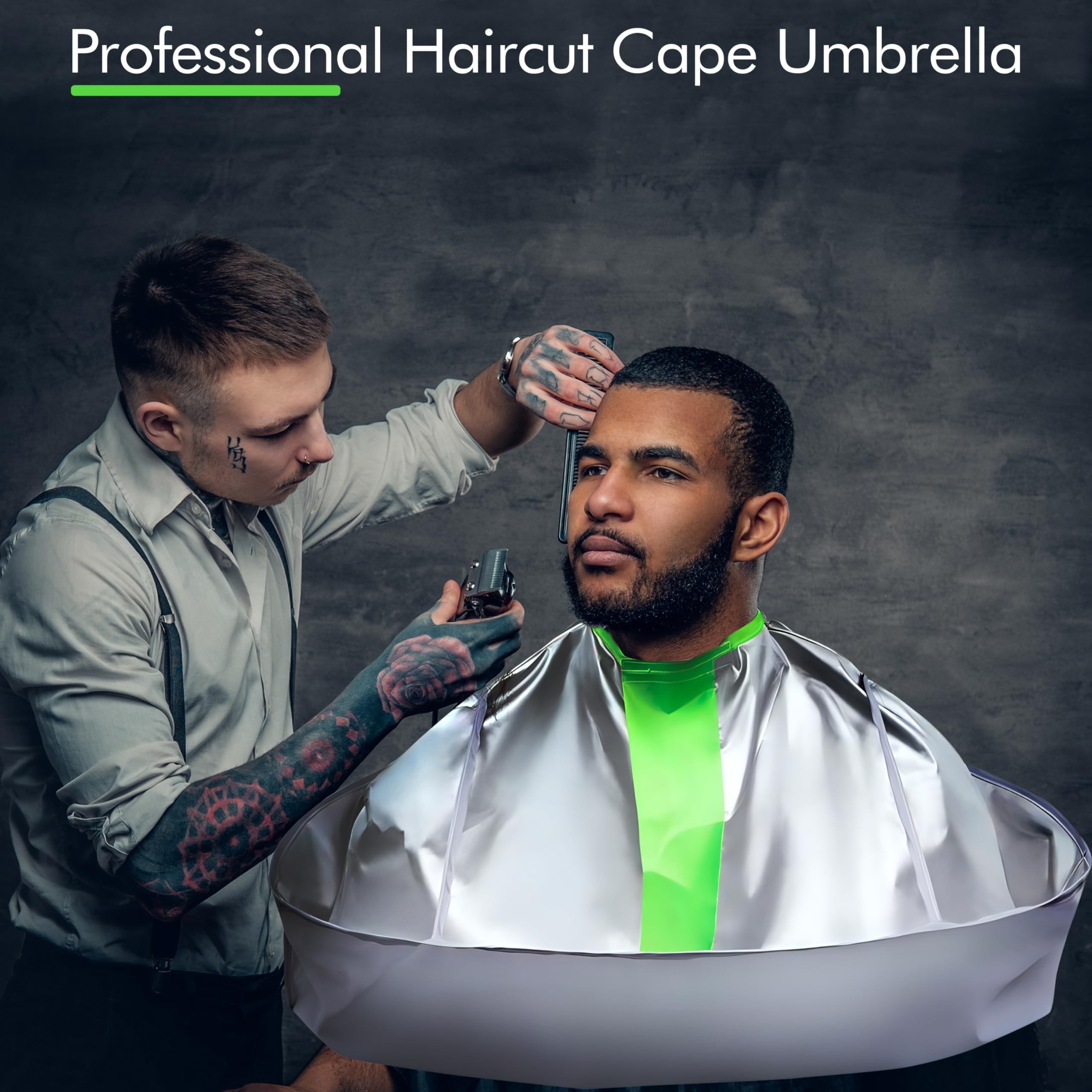 Wsevinn Hair Cutting Capes for Adults, Professional Haircut Cape Umbrella Waterproof Salon Barber Cape Hairdressing Apron, with 1PCS Black Comb