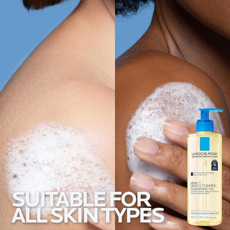 La Roche-Posay Lipikar AP+ Gentle Foaming Cleansing Oil - Hydrating Oil Cleanser for Face & Body, 24-Hour Moisture, Fragrance-Free