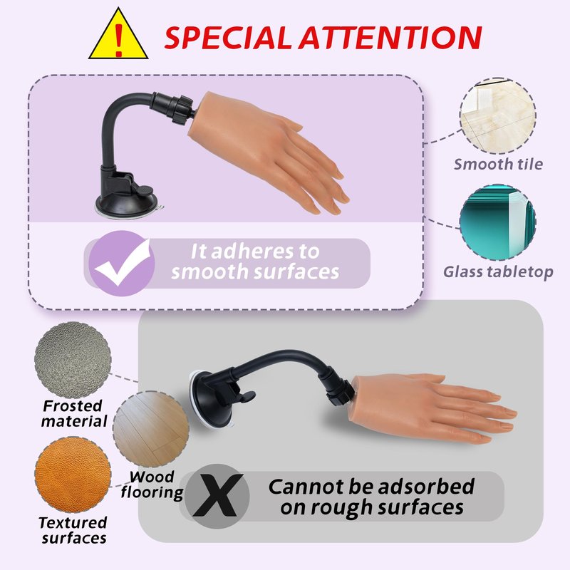 Veikmv Practice Hand for Acrylic Nails,Realistic Silicone Professional Mannequin Hand,with Flexible Fingers for Acrylic Nails,Nail Art Training,Ideal Practice Tool for Manicure Beginners