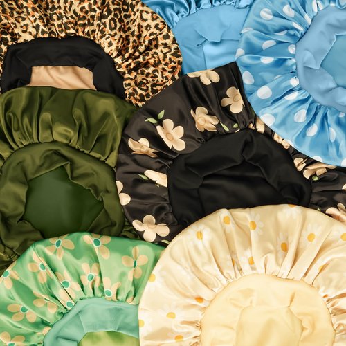 Satin Bonnet with Tie Band, Double Layer Adjustable Sleep Bonnet with Silk-Like Lining, Stay On Night Cap for Curly Hair, Braids & Natural Hair