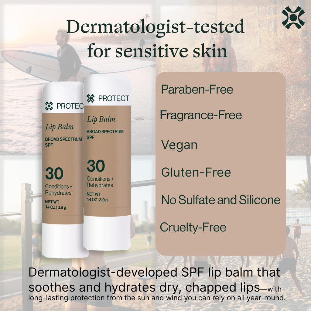 Dermasport SPF 30 Lip Balm 2 Pack – Hydrating SPF Lip Balm for Dry, Chapped Lips – National Ski Patrol Partner – Water & Sweat Resistant for Men & Women