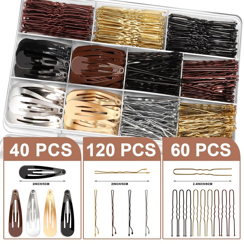 YGDZ Bobby Pins Set, Hair Pins, Hair Clips Kit, 2Inch Bobby Pins Brown Hair, Black, Blonde Hair, U Shaped Hair Pins for Buns, French Pins, Snap Hair Clips, Hair Barrettes, Hair Accessories for Women