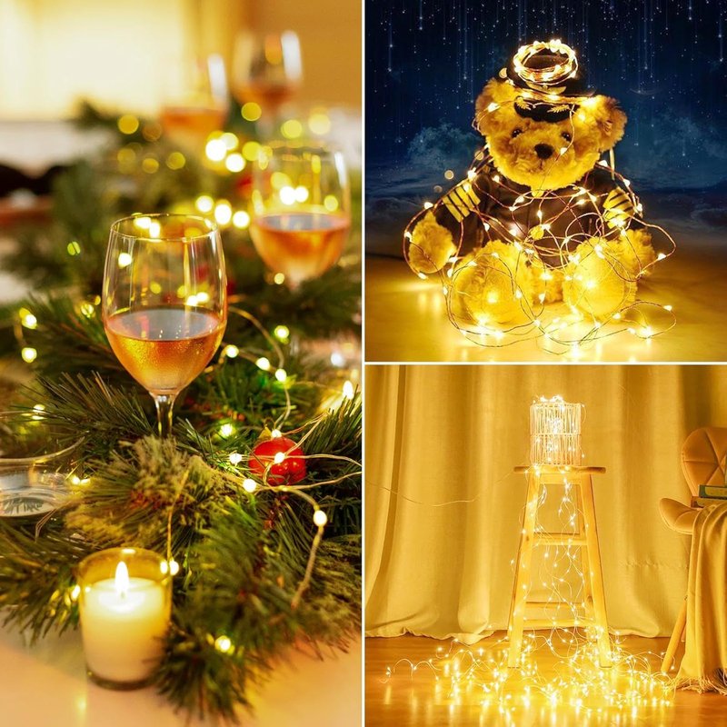 4Pack 80FT 240LED Fairy Lights - Battery Operated String Lights with Remote & Timer | 8 Modes for Indoor/Outdoor Use, Warm White