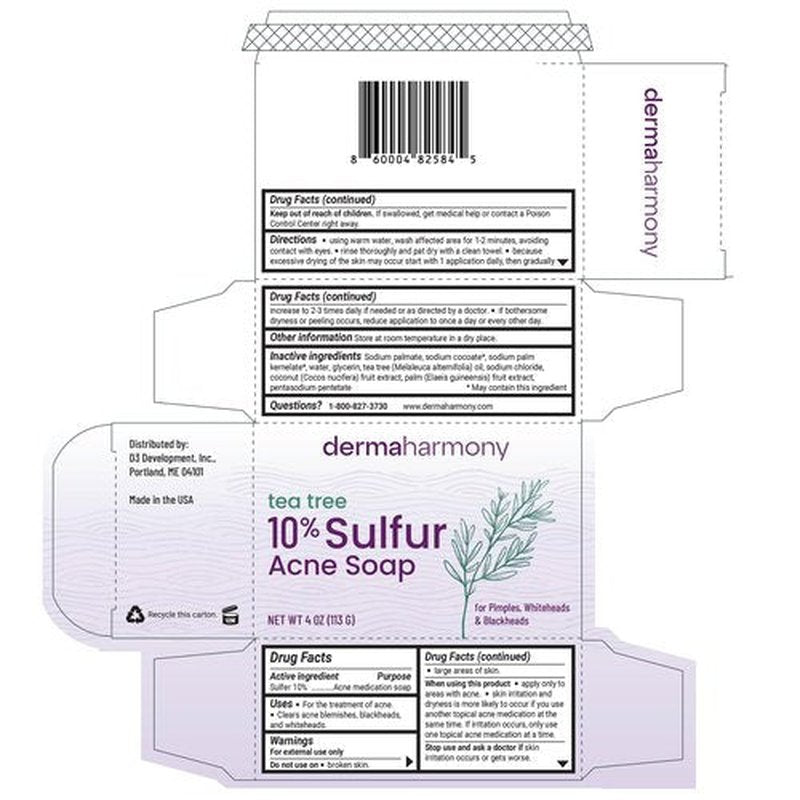 Dermaharmony 10% Sulfur with Tea Tree Oil Acne Bar Soap 4 oz (2 Bars)