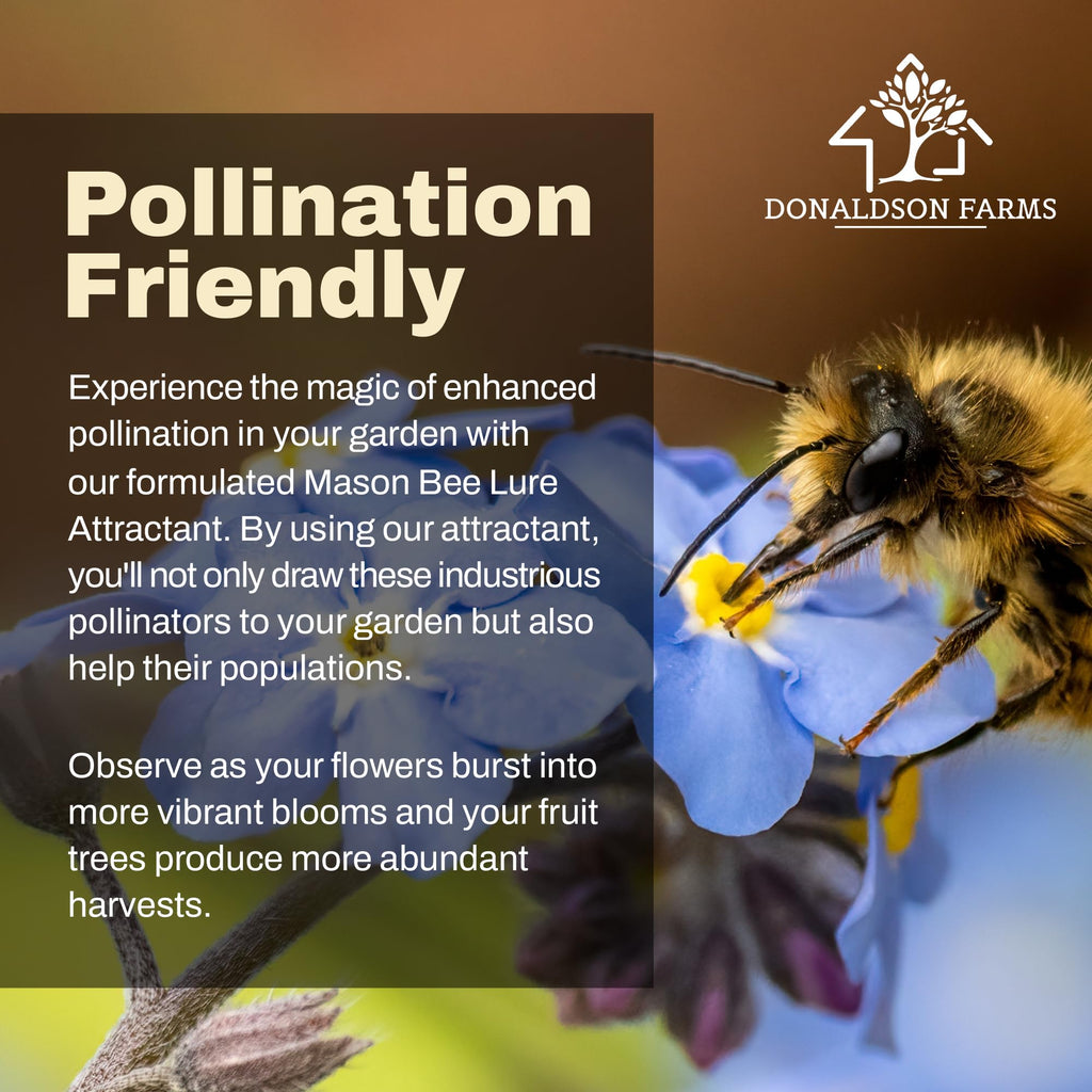 Donaldson Farms Mason Bee Attractant Spray – Made with Natural Lemongrass Oil to Lure Pollinating Bees, Easy to Use Garden Spray for Bee Houses, Nests, Flowering Plants & Fruit Trees – 2 oz