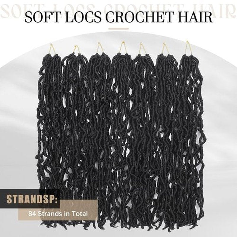 DACAI XIU Faux Locs Crochet Hair 24 Inch 7 Packs Soft Locs Crochet Hair Pre Looped Goddess Locs Dreadlocs Synthetic Hair For Black Women (1B# Black#