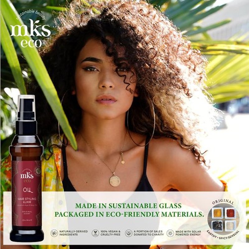 MKS Eco Oil - Hair Styling Elixir with Moroccan Argan & Hemp Seed Oil - Nourish, Control Frizz, Vegan