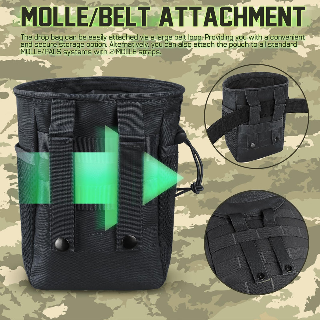 LIVANS Tactical Molle Dump Pouch, Magazine Drop Pouch Drastring Ammo Bag
