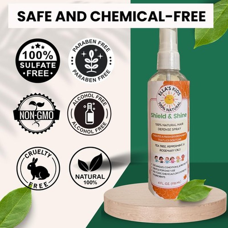 Natural Lice Prevention and Repellent Hair Oil Spray for Kids Hair – Made with Essential Oils, Detangles and Conditions, Only 5 Oil Ingredients - Tea Tree, Rosemary, and Lavender Oils by Ella’s Kids