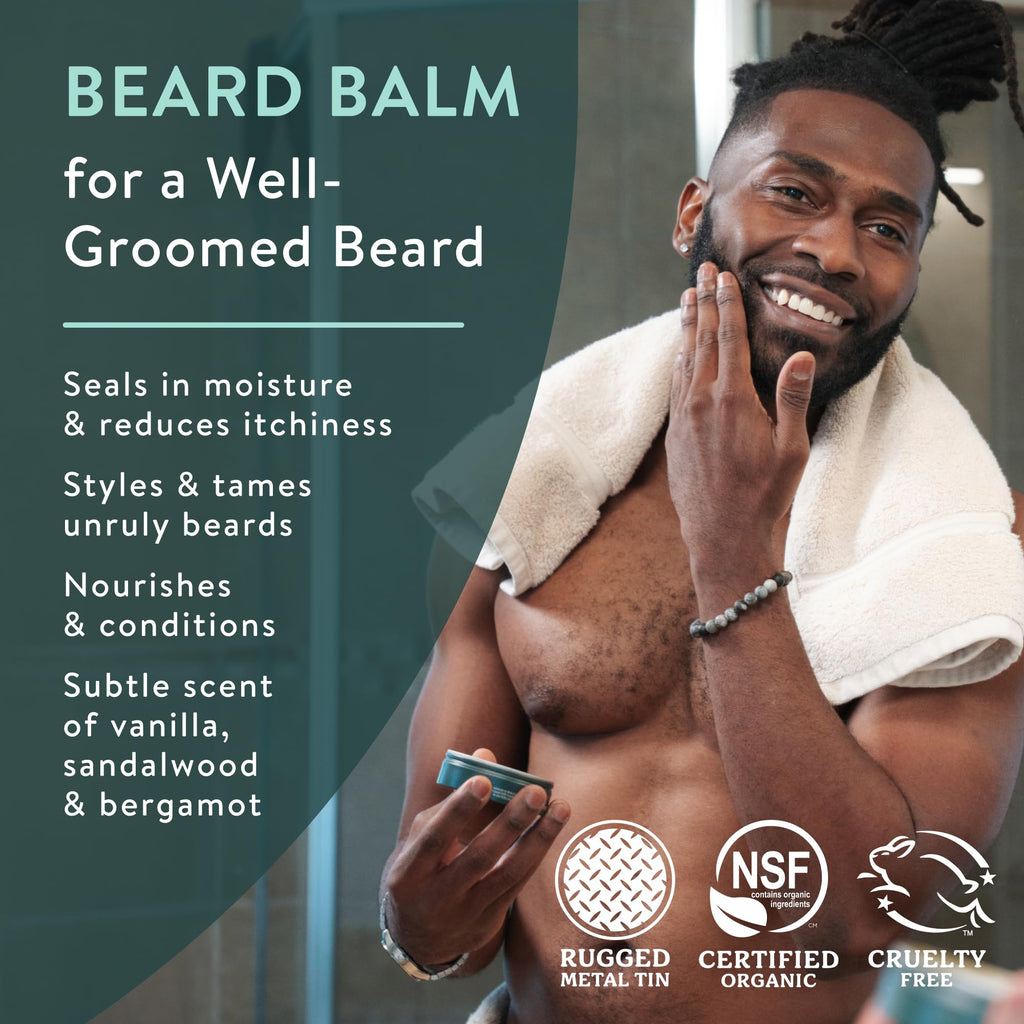 Badger - Organic Leave-In Beard Conditioner, Facial Hair Styling Balm, Non-Greasy Moisturizer and Treatment for Beards and Mustaches - 2 oz, 2 Pack