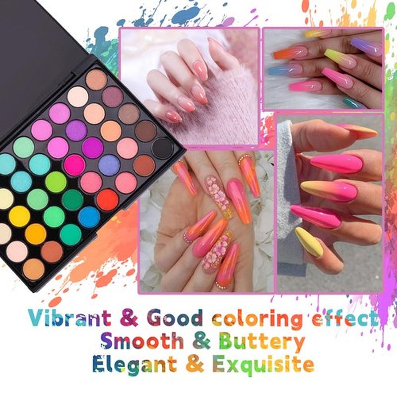 COLAYERIST 40 Colors Nail Pigment Powder for Nails, Professional Nail Pigment Powder Palette with Neon Shades for Gradient, Ombre & Bold Manicure, Nail Art Supplies for Home and Salon DIY