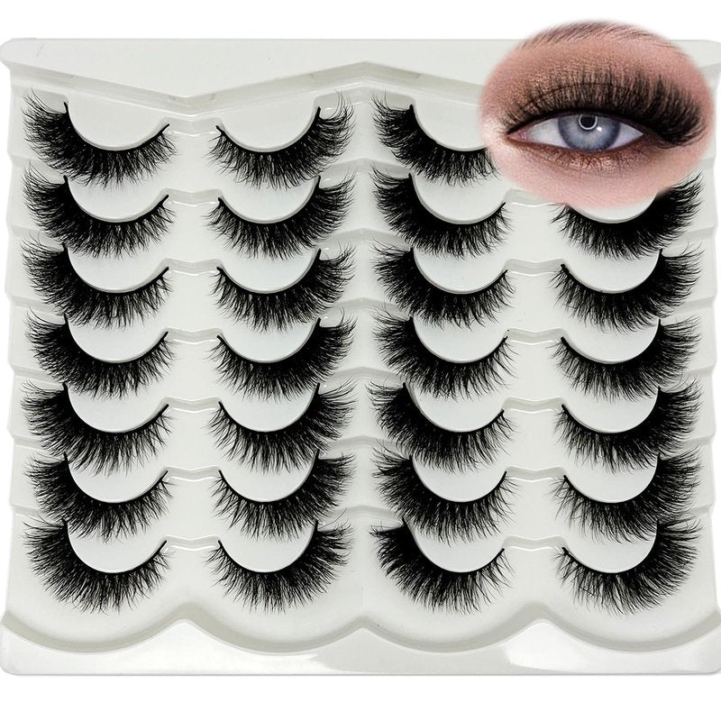 VOCOAK Cat Eye Lashes Natural Look Wispy Short Fluffy Fox Eye Lashes Strip Soft C Curl Natural Faux Mink Cateye Lash Strips Fake Eyelashes Bulk 14 Pairs