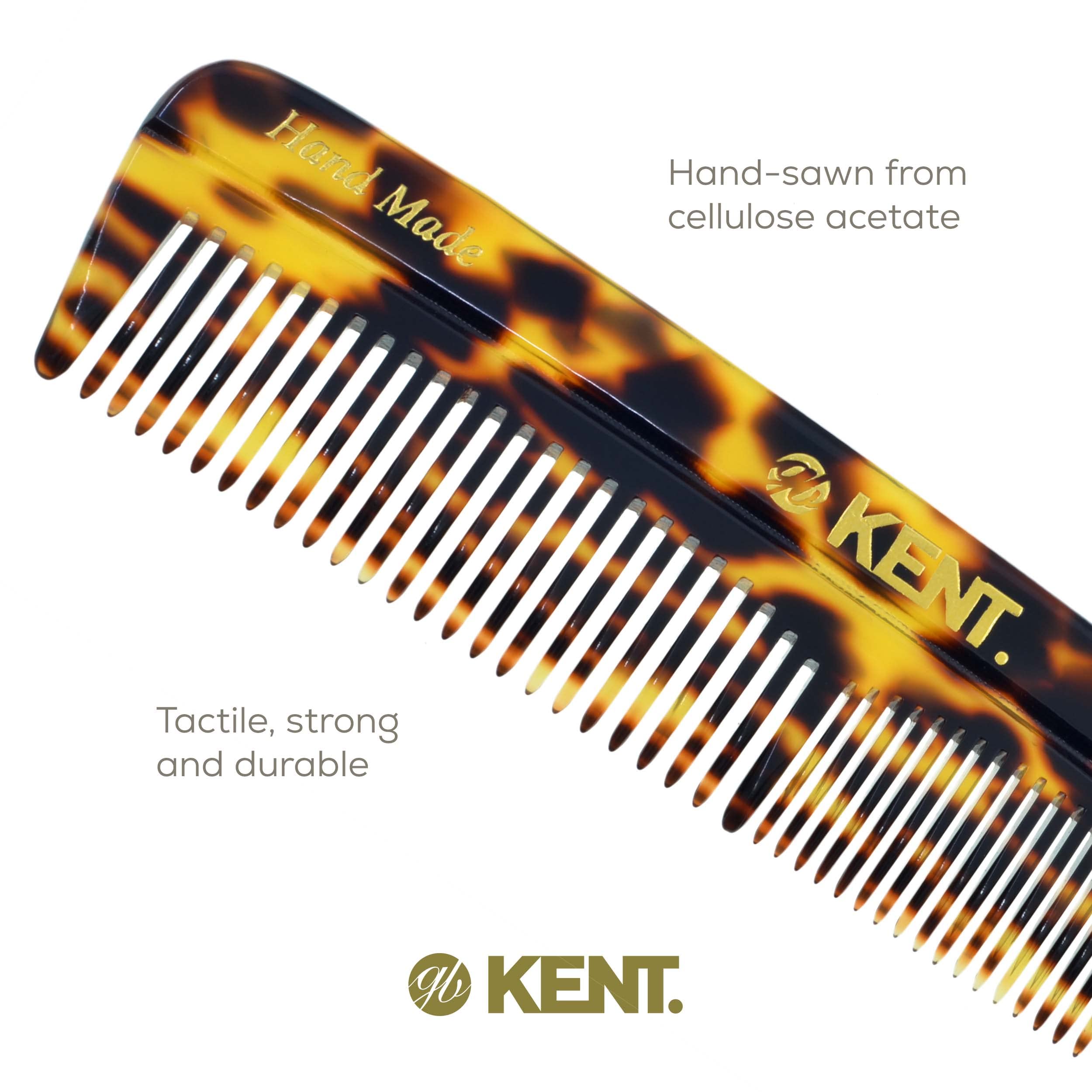 KENT Hair Comb for Men, Handmade Pocket Comb, Fine and Wide Tooth Hair Comb for Grooming and Styling, Sawcut Kent Comb, 2 Pack (Yellow Tokyo)