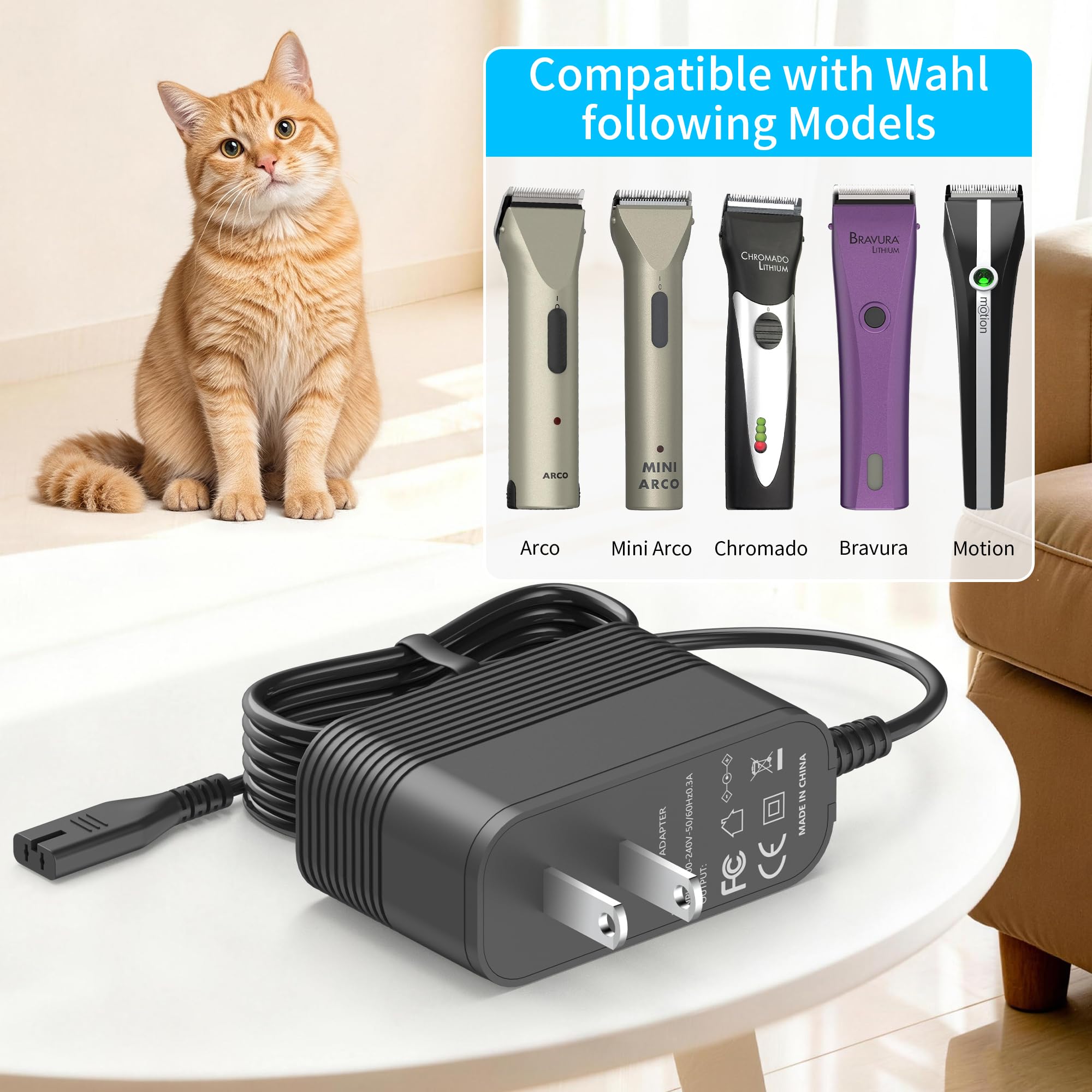 IOKOFJOA 5.9V Charger for Wahl Cordless Clipper Compatible with Wahl Bravura 1881-2800, Arco, Chromado, Motion, Mini Arco Animal Cordless Clippers, Replacement P/N 41870 41885