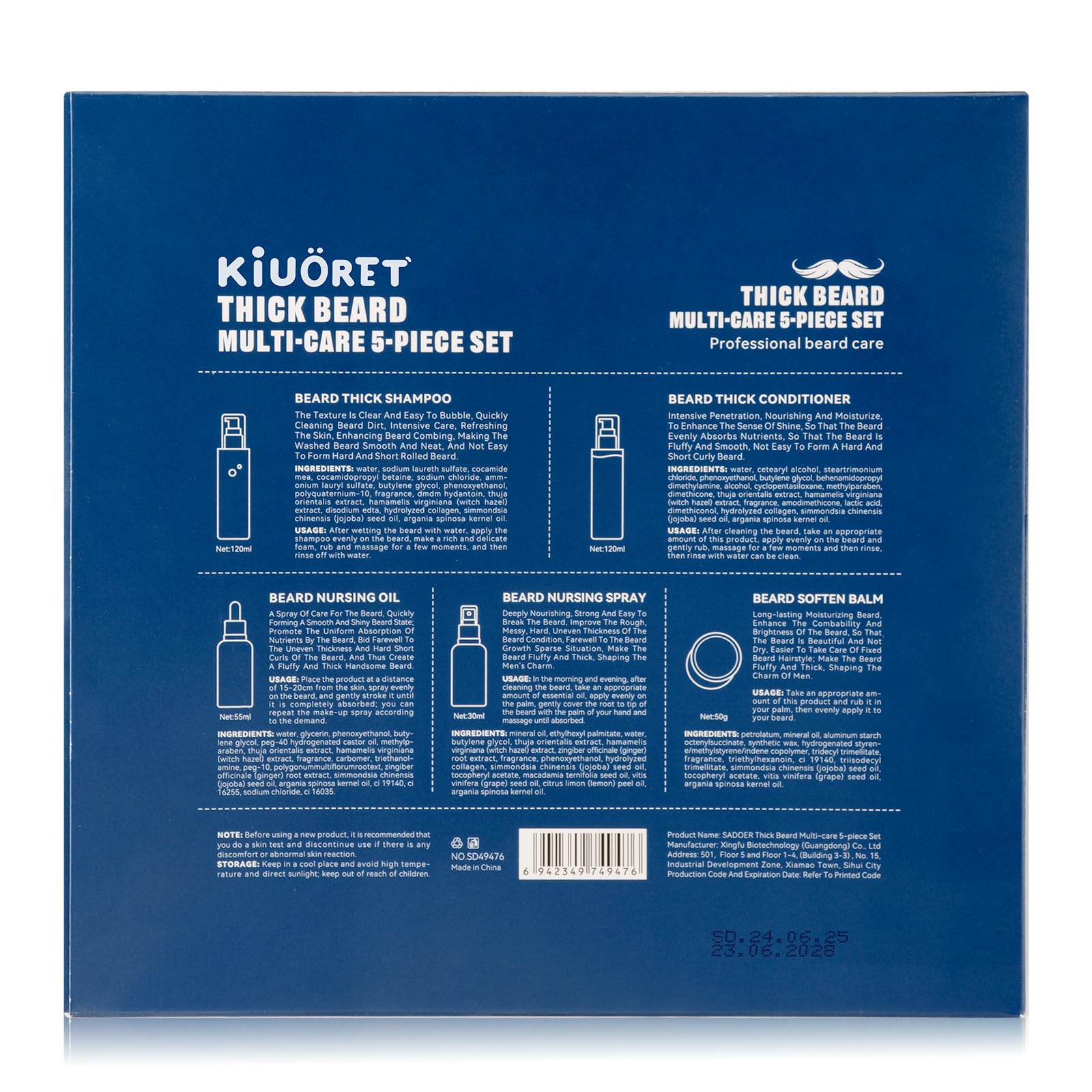Beard Kit for Men Grooming & Care, Complete Beard Growth Kit with Shampoo, Conditioner, Oil, Spray & Balm