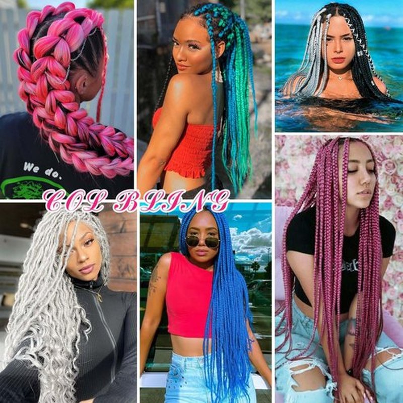Col Bling Blue Braiding Hair Pre Stretched, 28 Inch Long Braid Hair Extensions for Women, Box Braids Hair Yaki Texture, Professional Synthetic, Softness, Knotless Easy to Install