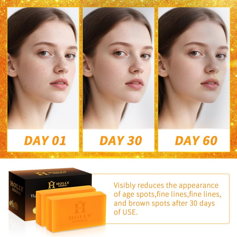 XXL 2 Pack Turmeric Soap Bar - Kojic Acid Soap Dark Spot Remover & Scars - Original Japanese Complex Vitamin C Collagen Shea Butter Retinol Acid Dark Spot Remover for Face Body Skin
