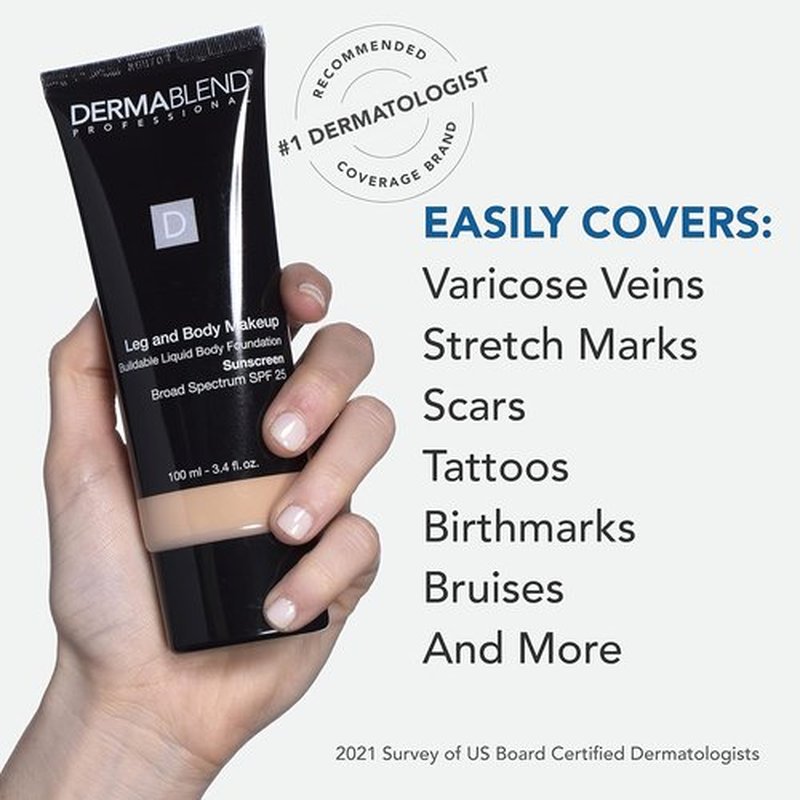 Dermablend Leg and Body Makeup Foundation - SPF 25 for Flawless Coverage & Protection
