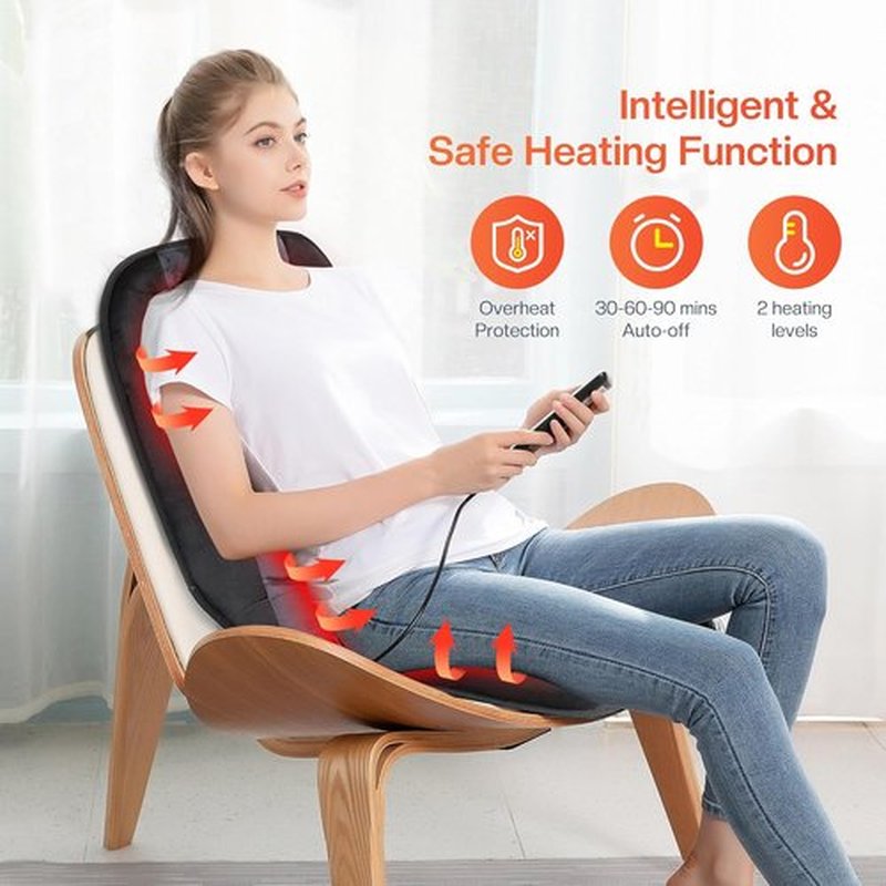CILI Massage Chair Pad - Back Massager with Heat & 10 Vibration Motors | Ideal for Office & Home Use