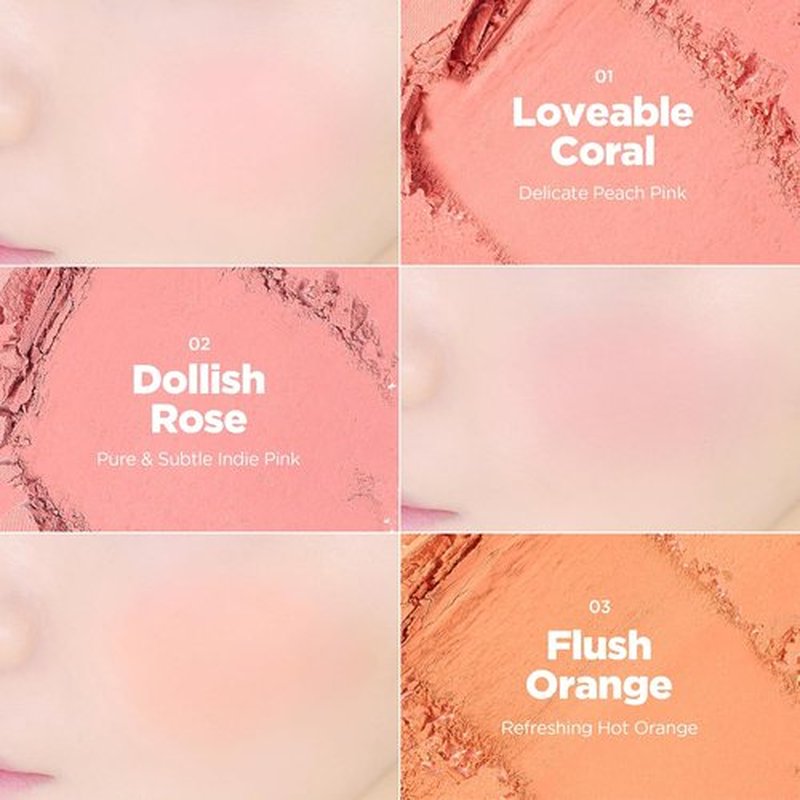 Lilybyred Luv Beam Cheek - Heart-Shaped Korean Powder Blush, Soft Matte Finish, Lightweight & Long-Lasting | 02 Dollish Rose