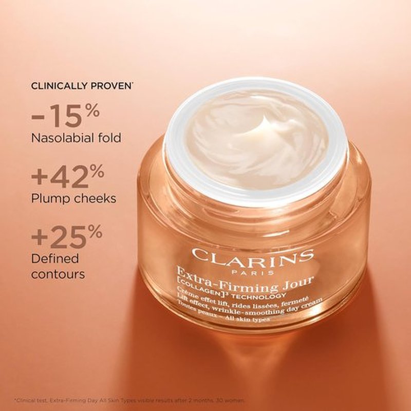 Clarins Extra-Firming Day Moisturizer - Firming Anti-Aging Face Cream with Collagen & Niacinamide | Refillable | 1.7 Oz