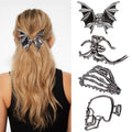4 Pack Bat Hair Claw Clips for Thick Thin Hair, Goth Skull Hair Accessories for Women Girls, Spooky Gift for Women