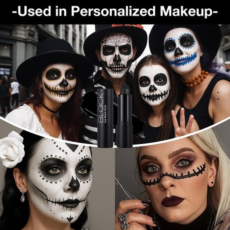 10PCS Black Face Body Paint Stick Set, Waterproof Eye Black for Baseball/Softball/Football Sports, Professional Cream-Blendable Stick for Halloween Gothic Skull Clown Skeleton Cosplay & Stage