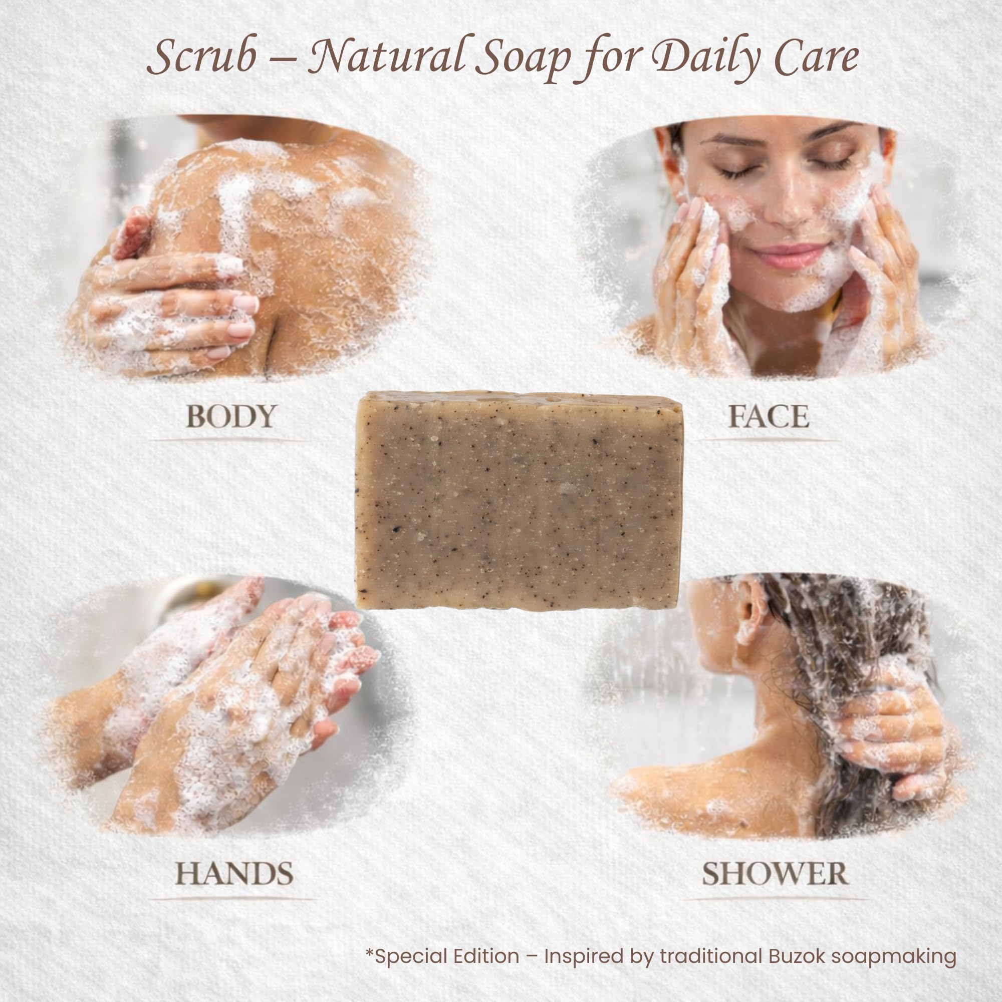 Amblior Natural Soap Bar Collection – Gentle Cleansing Soap Bars for Daily Skin Care – Multiple Scents Available – For Hand & Body Use (Scrub Soap)