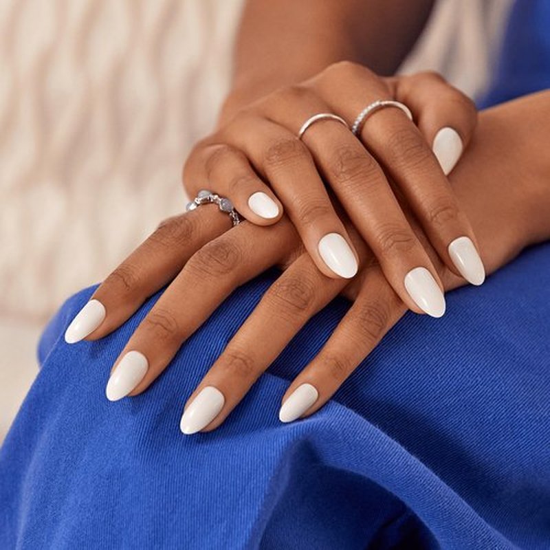 KISS imPRESS Color Press-On Manicure Fake Nails, Ballroom - Short & Square, Solid White, Ready To Wear, Chip Proof, Smudge Proof, No Dry Time, Mini File & More | 30 Count