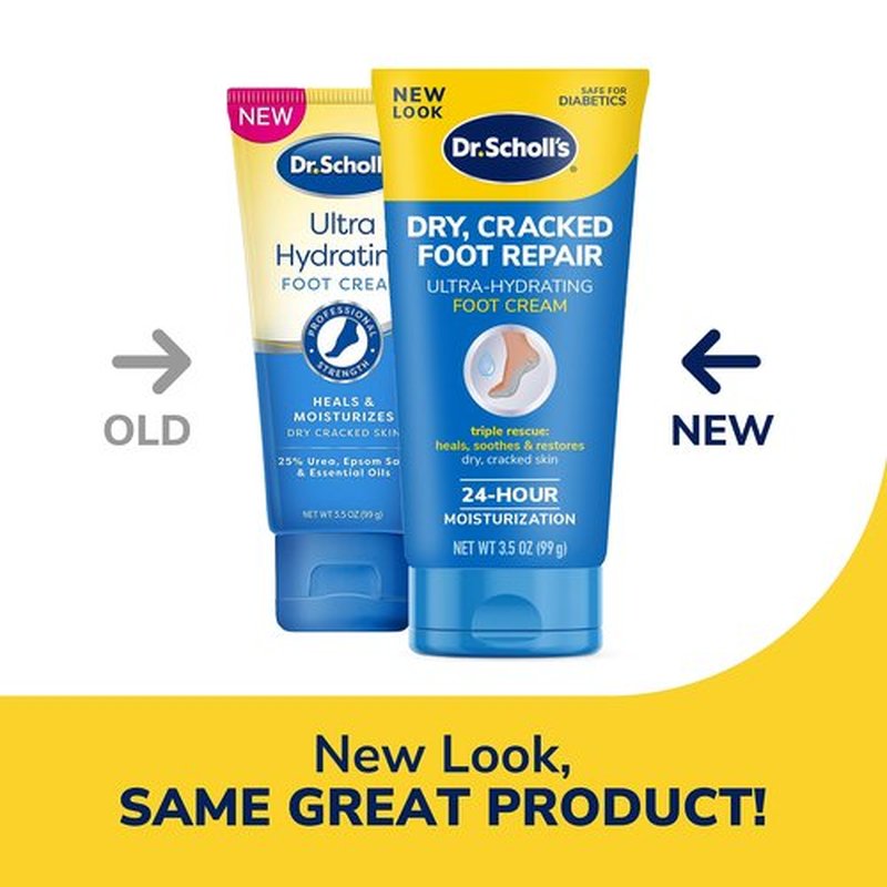 Dr. Scholl's Rough, Dry Foot Renewal Ultra Overnight Treatment with 3oz Foot Cream, Heel Sleeve Socks Dry, Cracked Foot Repair Ultra-Hydrating 3.5oz Foot Cream