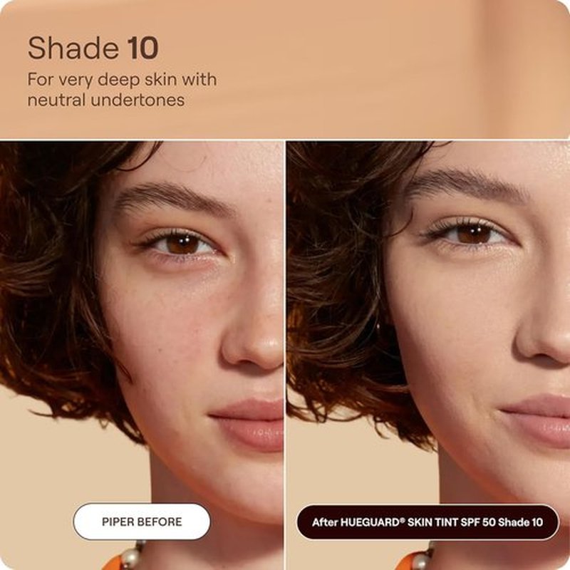Live Tinted Hueguard Skin Tint SPF 50 | Tinted Mineral Sunscreen with Hydrating Finish - Light-Medium Coverage, 1.35 fl oz - Shade 10