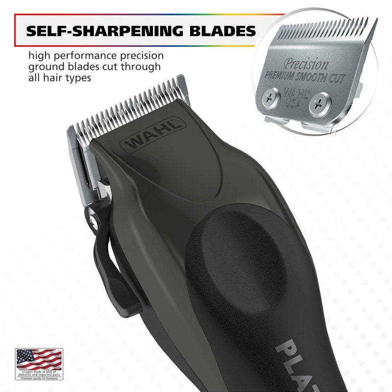 Wahl USA Pro Series Platinum Corded Clipper & Trimmer - Home Haircutting with Color-Coded Combs | Model 79804-100