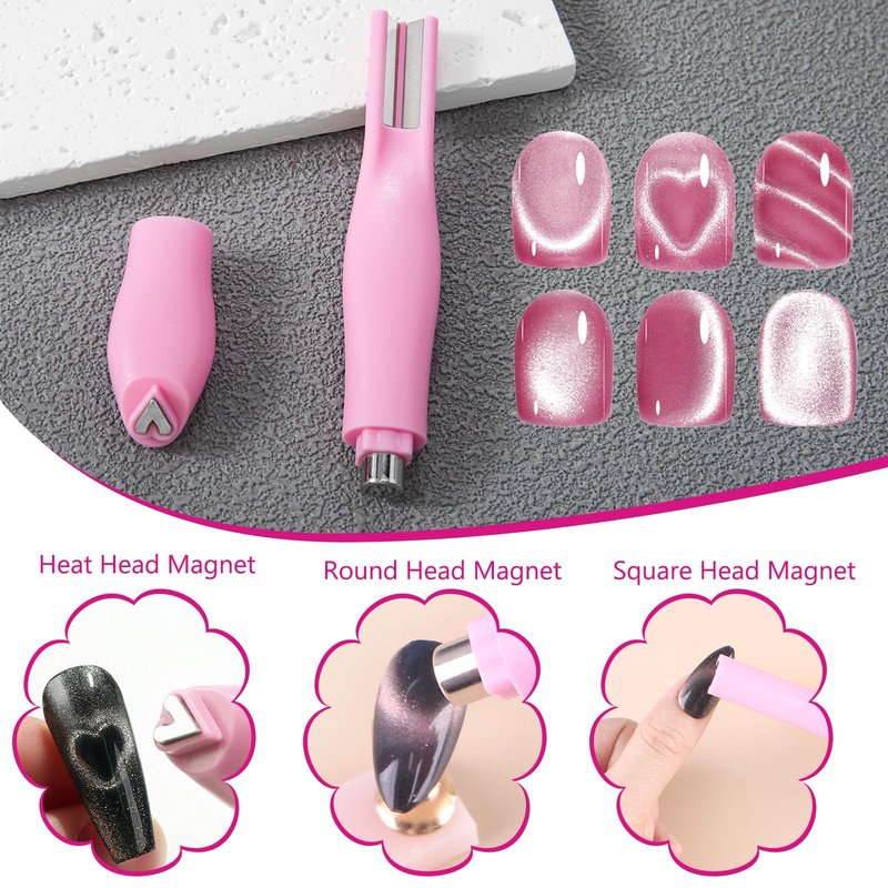 XEAOHESY 14pcs Cat Eye Magnets, 3-in-1 Heart Magnet for Nails, Flower Magnet, Cylindrical Rectangular Magnet+Scissor-Shaped Plates+Y-Shaped Brackets+Bunny-Shaped Plates for French Heart Bunny Effect