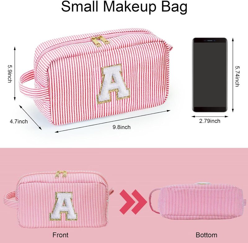 YOOLIFE Personalized Makeup Bag - Stylish Cosmetic Pouch for Women & Girls | Pink A