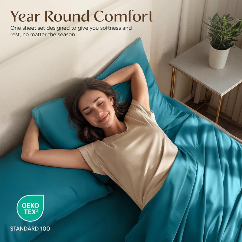 Utopia Bedding Queen Size Sheet Set - Soft, Breathable Microfiber | 4-Piece in Denim Blue