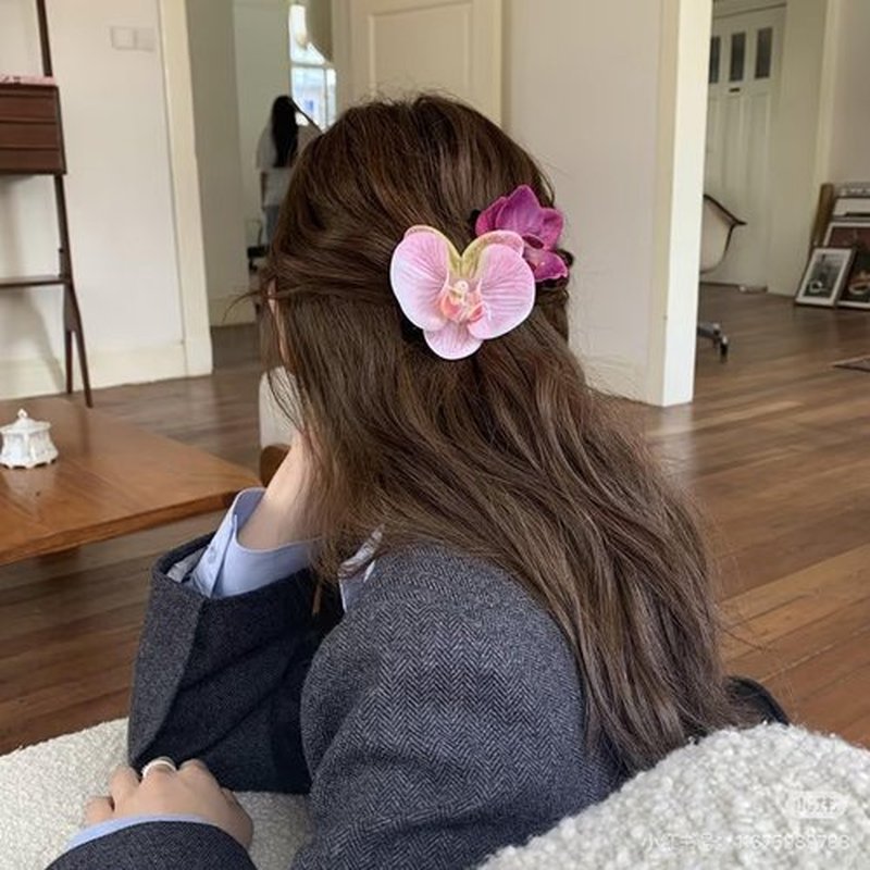 Hawaiian Flower Hair Clips, Bohemian Butterfly Orchid Hairpin, Artificial Tropical Phalaenopsis Hair Barrette for Seaside Holiday, Bridal Hair Accessories Pins Headwear for Women Girl（4 inches;7pcs)