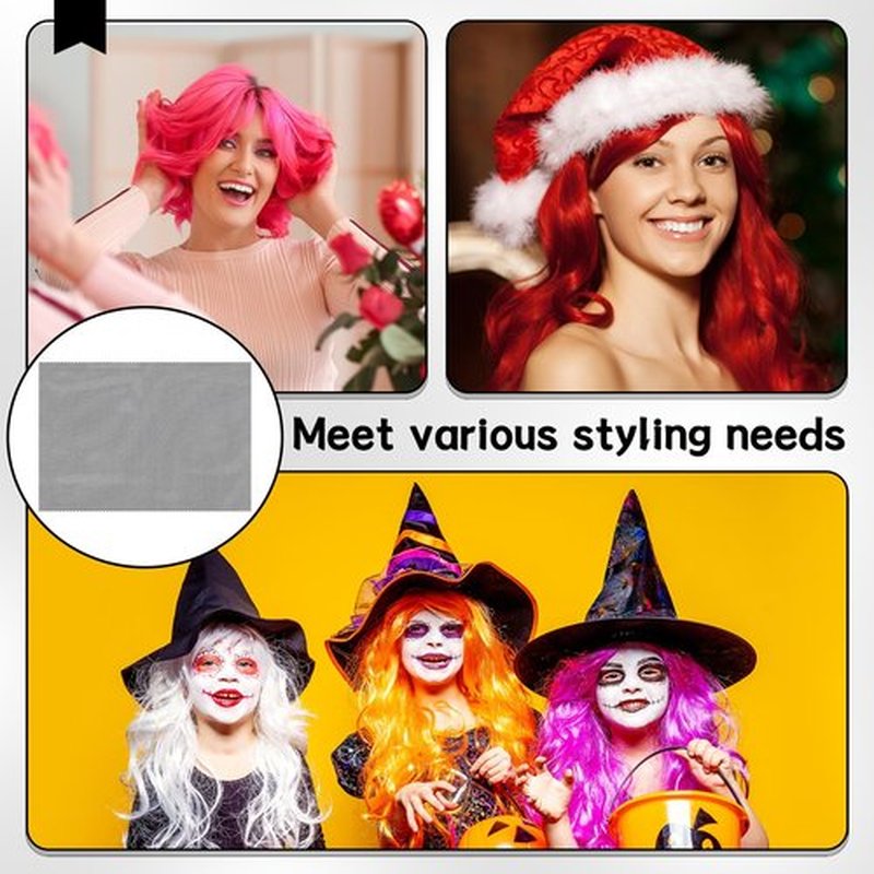 Luinabio 5 Pcs Hair Net Black Stretchy Weaving Net Accessories, Weaving Needle Combo Medium and Small C J I Shape Needle, 3 Thread Black for Making Wig Sewing Hair Weave Extension(26 x 18 in)